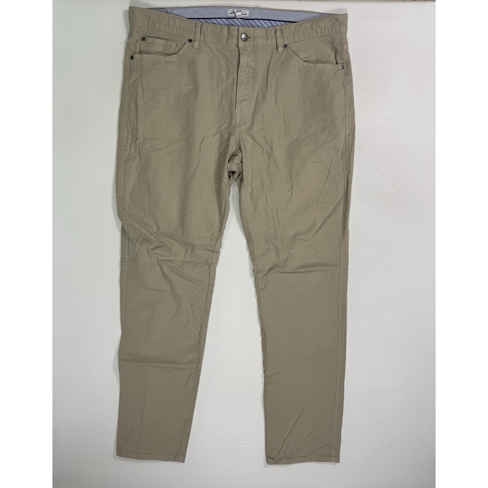 Peter Millar Pants Mens 38x33 Beige Crown MF18B86 5 Pocket Canvas Stretch Golf